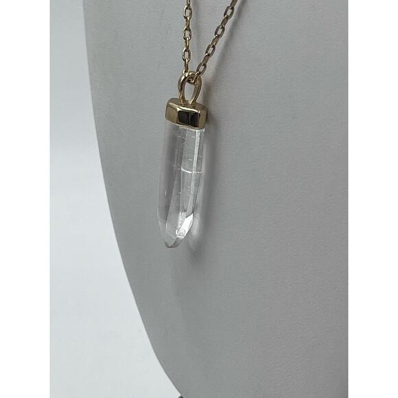 STELLA & DOT Gold Toned Chain Clear Quartz obelisk Amulet Pendant Necklace - Picture 5 of 14